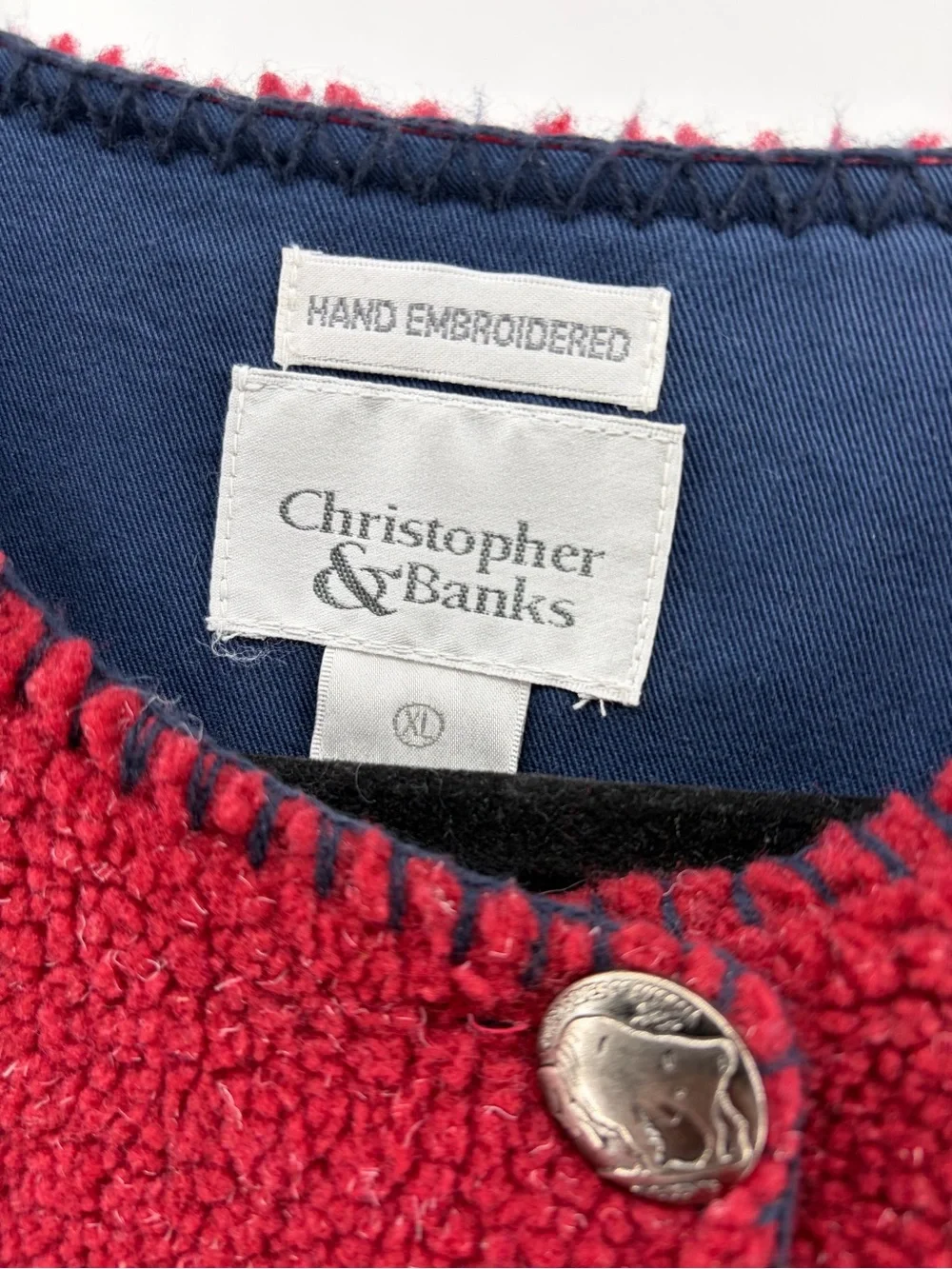 Vintage Christopher & Banks USA Flag Patriotic American Fleece, Y2k, Size XL - Picture 2 of 9